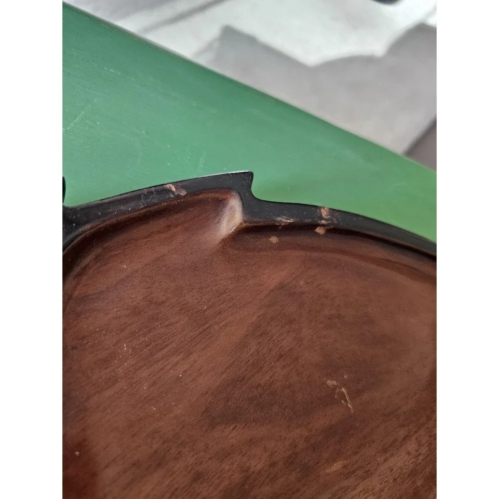 Vintage Wood Leaf Shaped Tray 3 Sections 16 Inches Long Made In Haiti